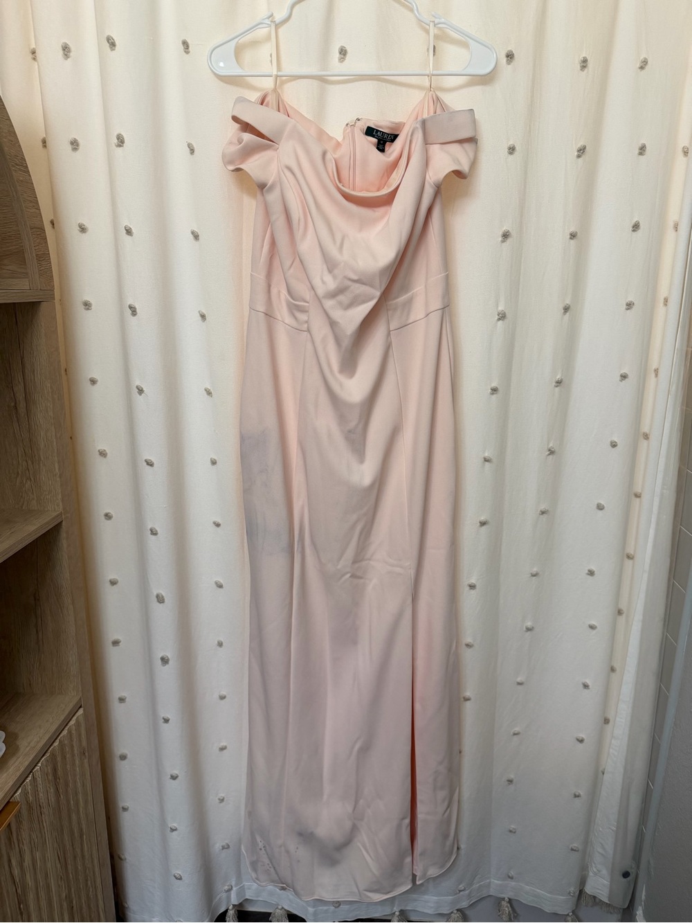 Lauren Ralph Lauren Blush Off-Shoulder Maxi Dress with Side Slit - Picture 2 of 9
